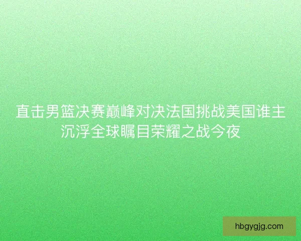 直击男篮决赛巅峰对决法国挑战美国谁主沉浮全球瞩目荣耀之战今夜