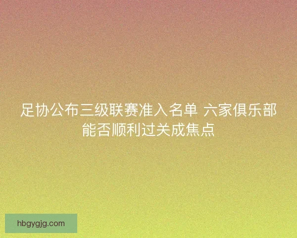 足协公布三级联赛准入名单 六家俱乐部能否顺利过关成焦点