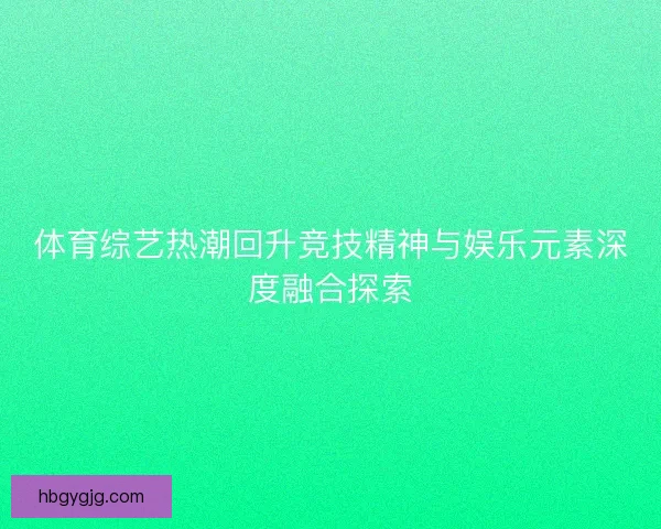 体育综艺热潮回升竞技精神与娱乐元素深度融合探索