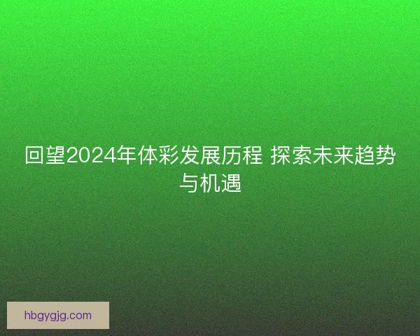 回望2024年体彩发展历程 探索未来趋势与机遇